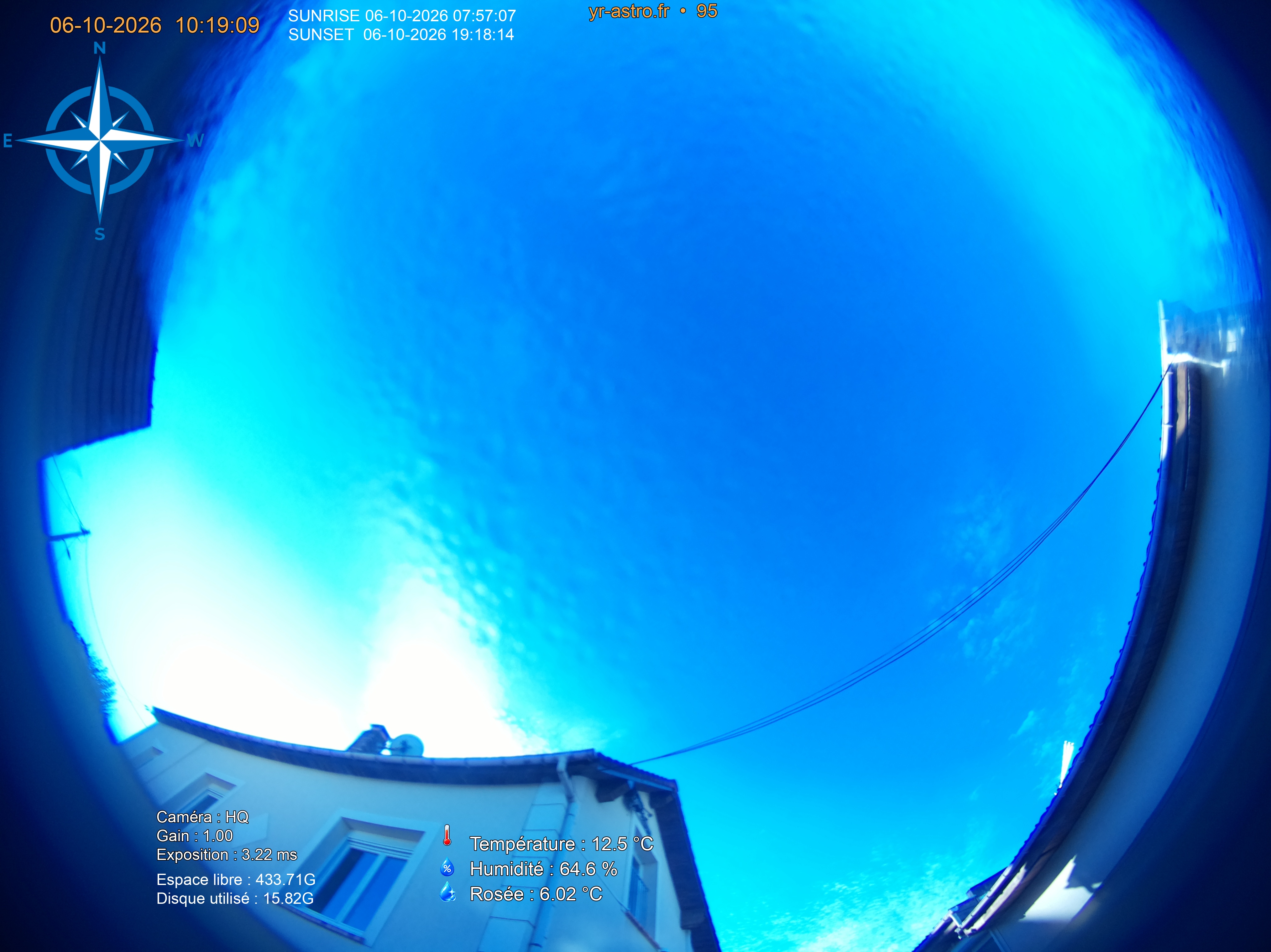 Vue actuelle du ciel depuis la caméra Allsky